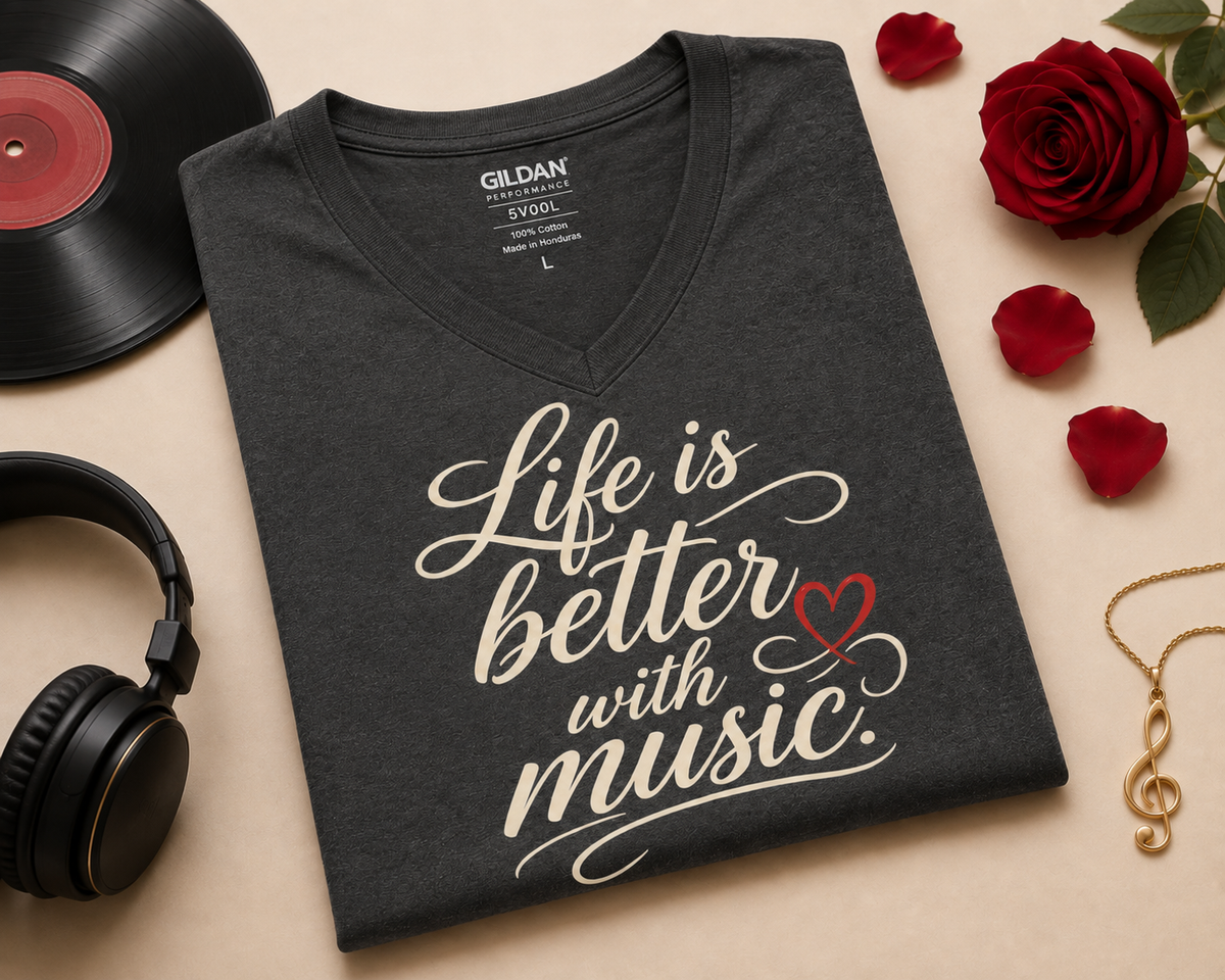 Life Is Better With Music V-Neck T-Shirt