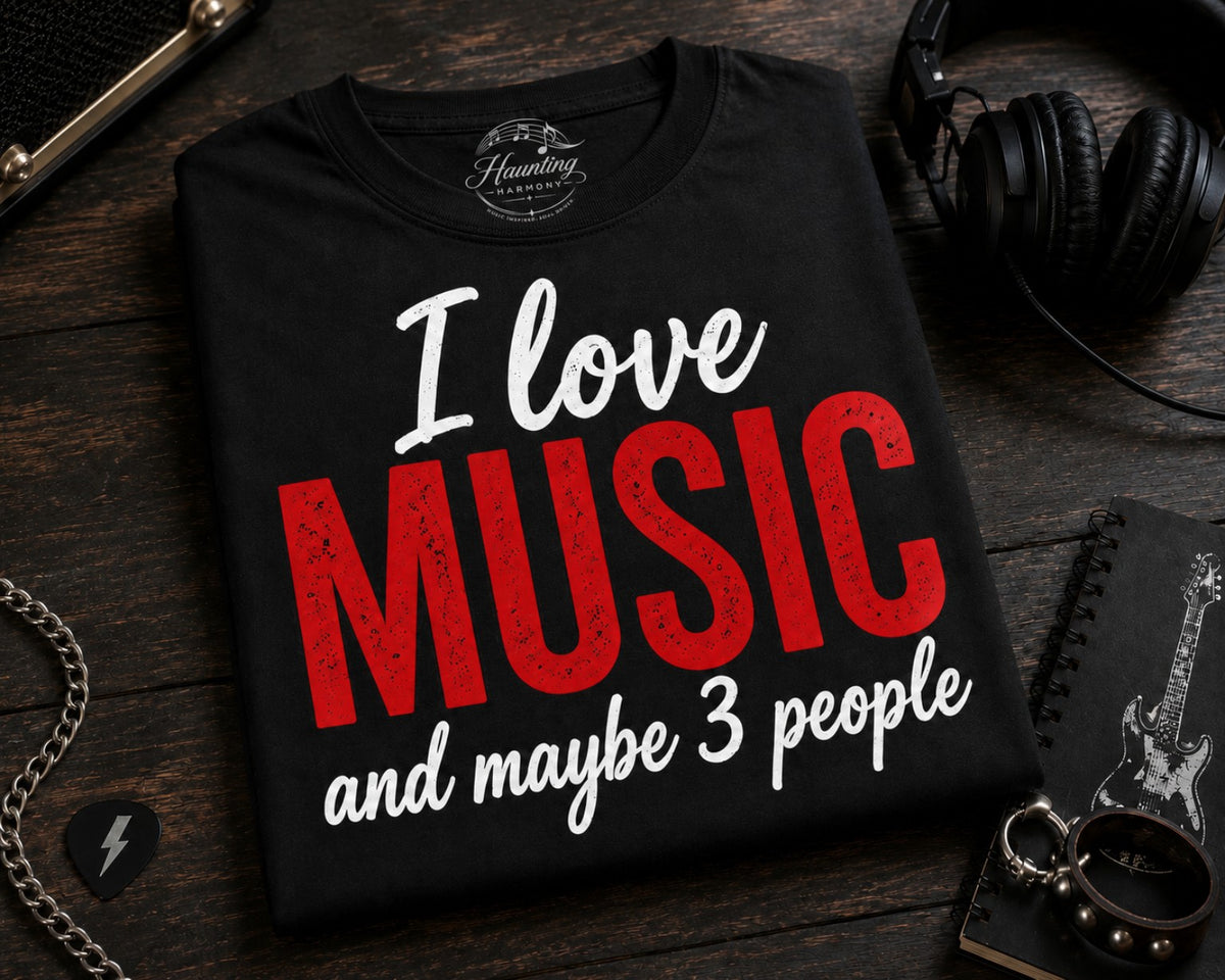 I Love Music and Maybe 3 People (Red) T-Shirt