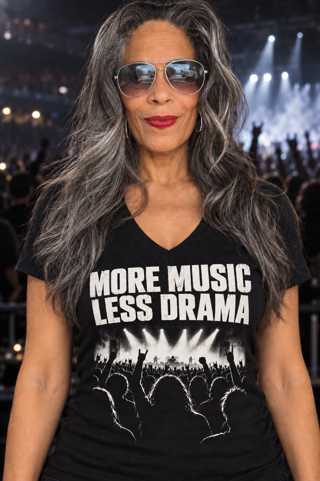 More Music Less Drama Rock Concert V-Neck T-Shirt