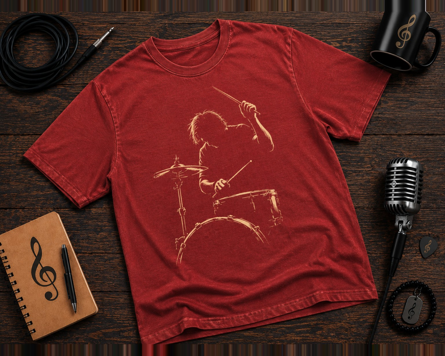 Drummer Music Garment-Dyed T-Shirt