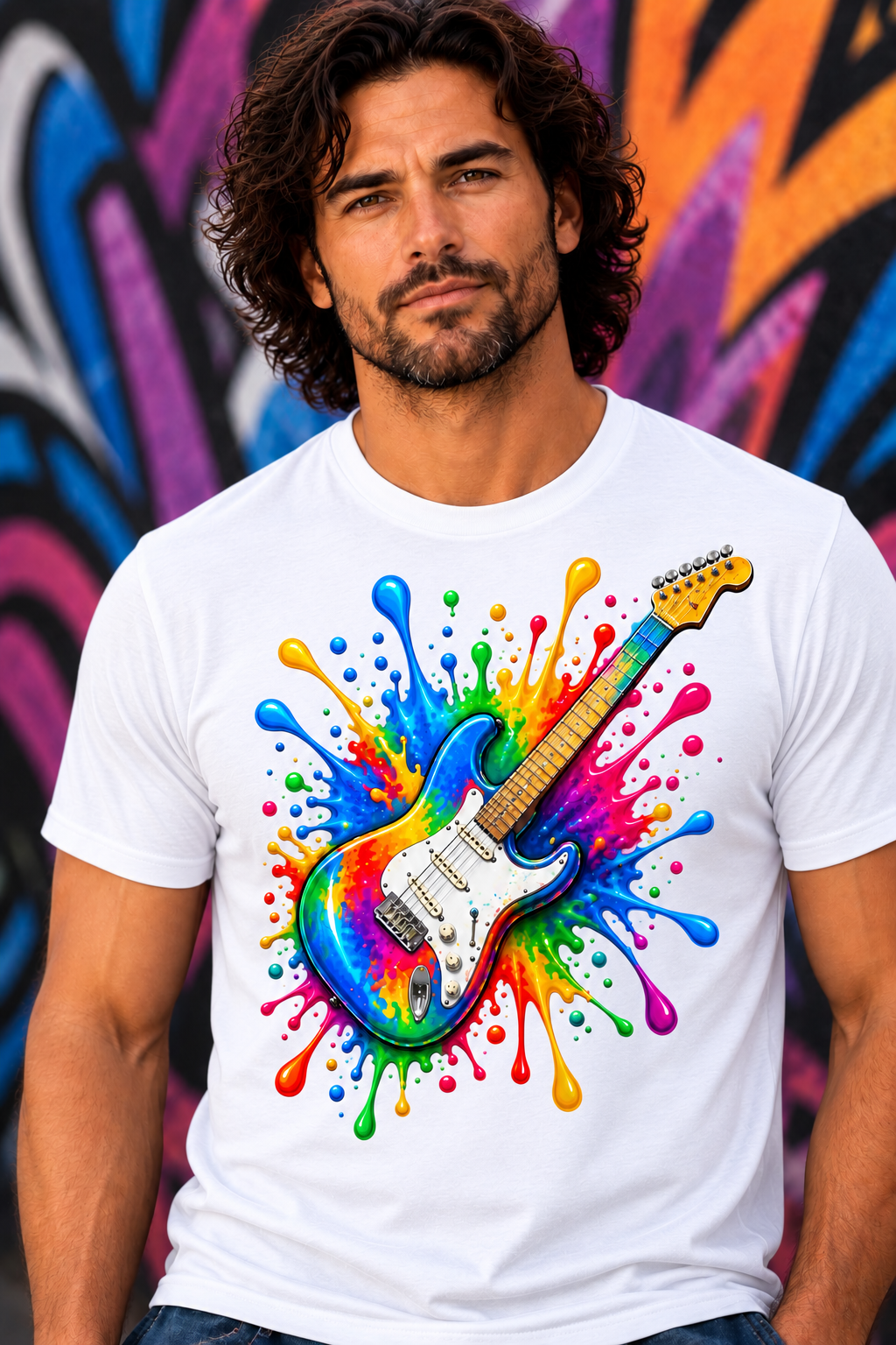Color Splash Electric Guitar T-Shirt
