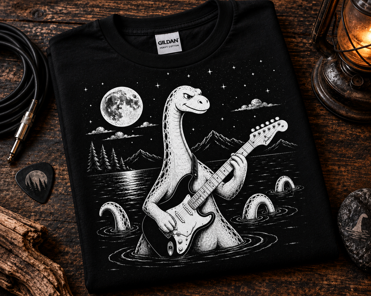 Monster Guitars - Loch Ness Nessie Guitarist T-Shirt | Halloween