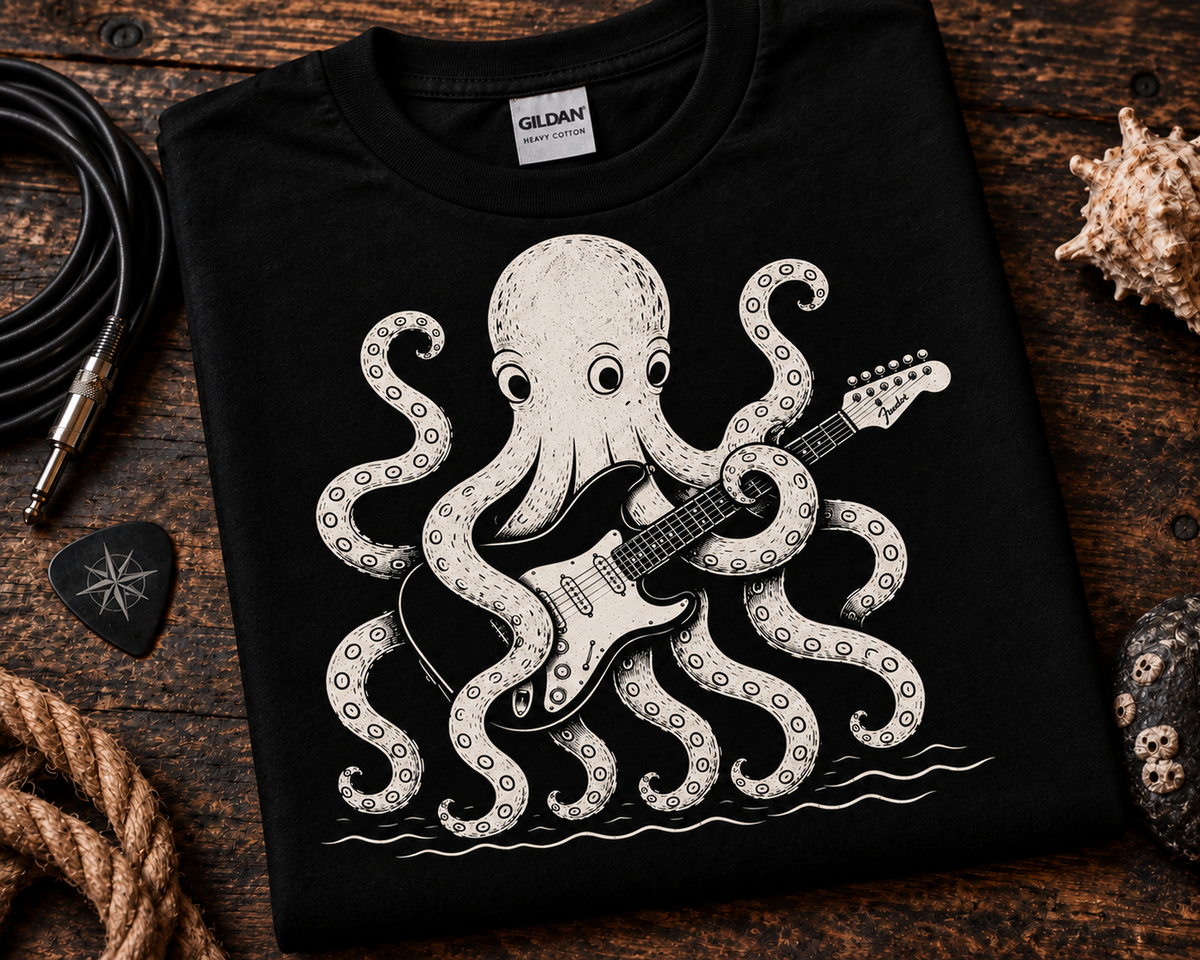 Monster Guitars - Kraken Octopus Guitarist T-Shirt | Ocean Music Tee