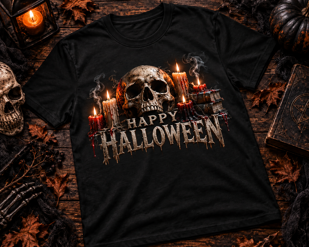 Skull Candles Happy Halloween T-Shirt | Creepy Halloween