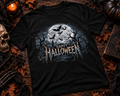 Happy Halloween Graveyard Bats Moon T-Shirt Creepy Halloween