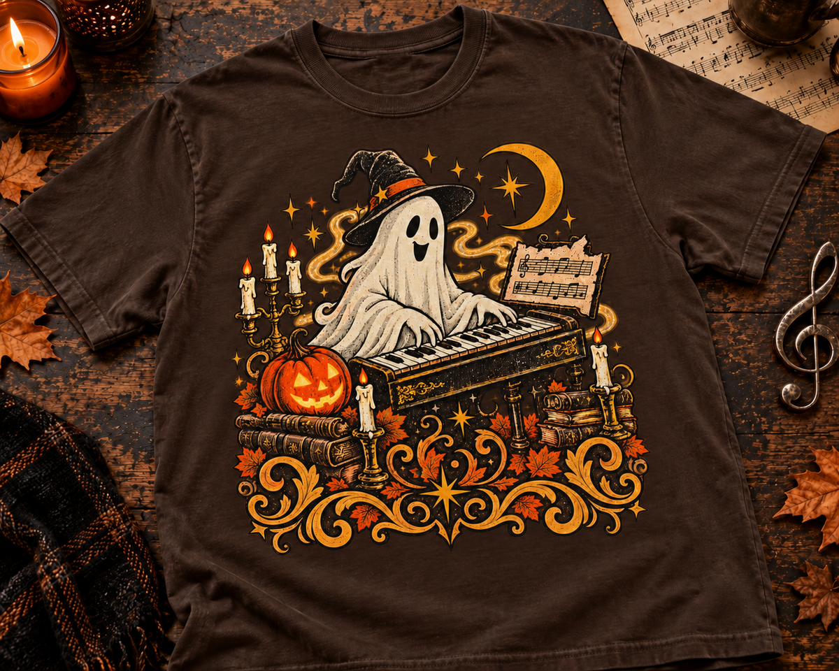 Ghost Keys Music Garment-Dyed T-Shirt | Vintage Halloween