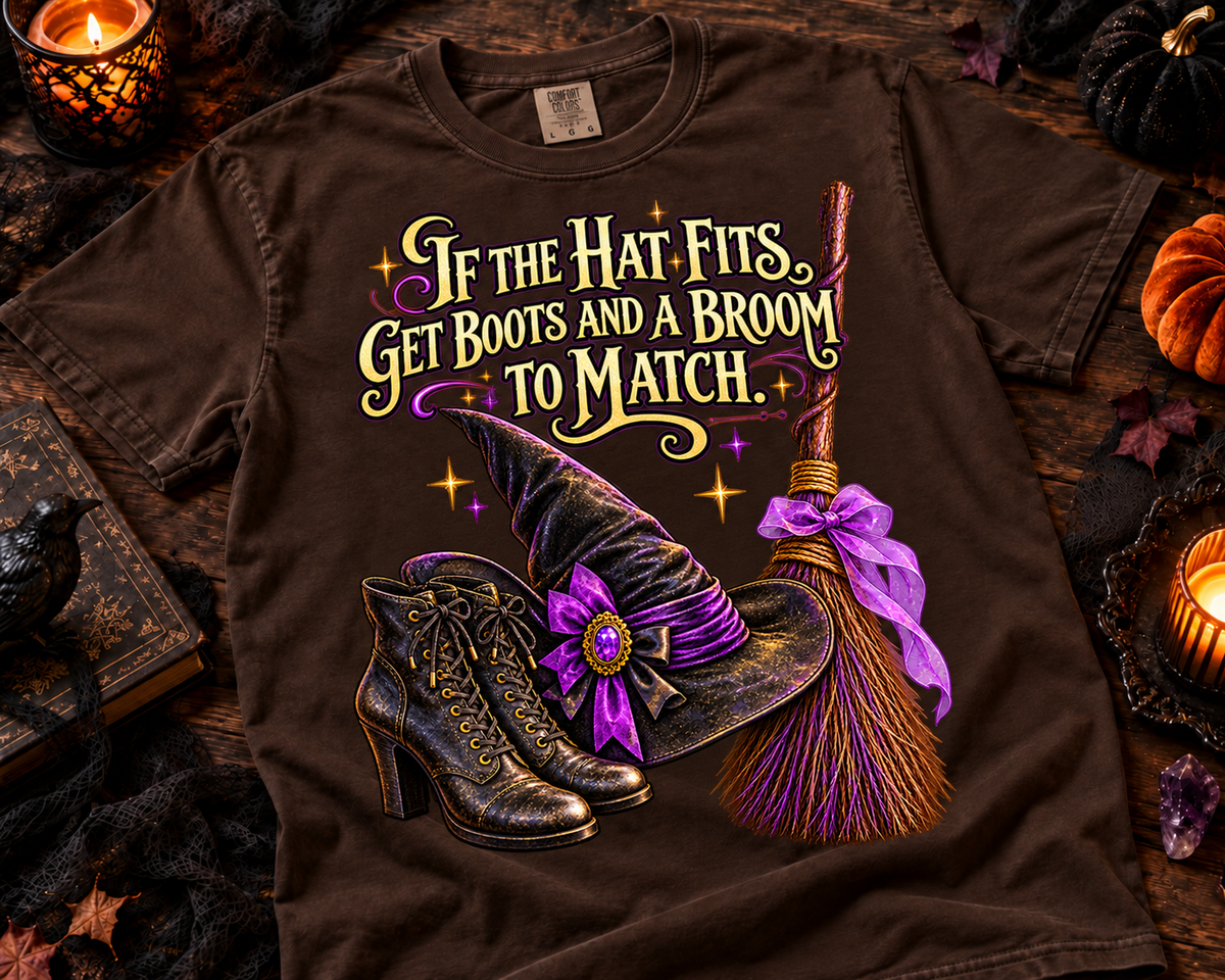 If the Hat Fits Witch Halloween Garment-Dyed Vintage T-Shirt