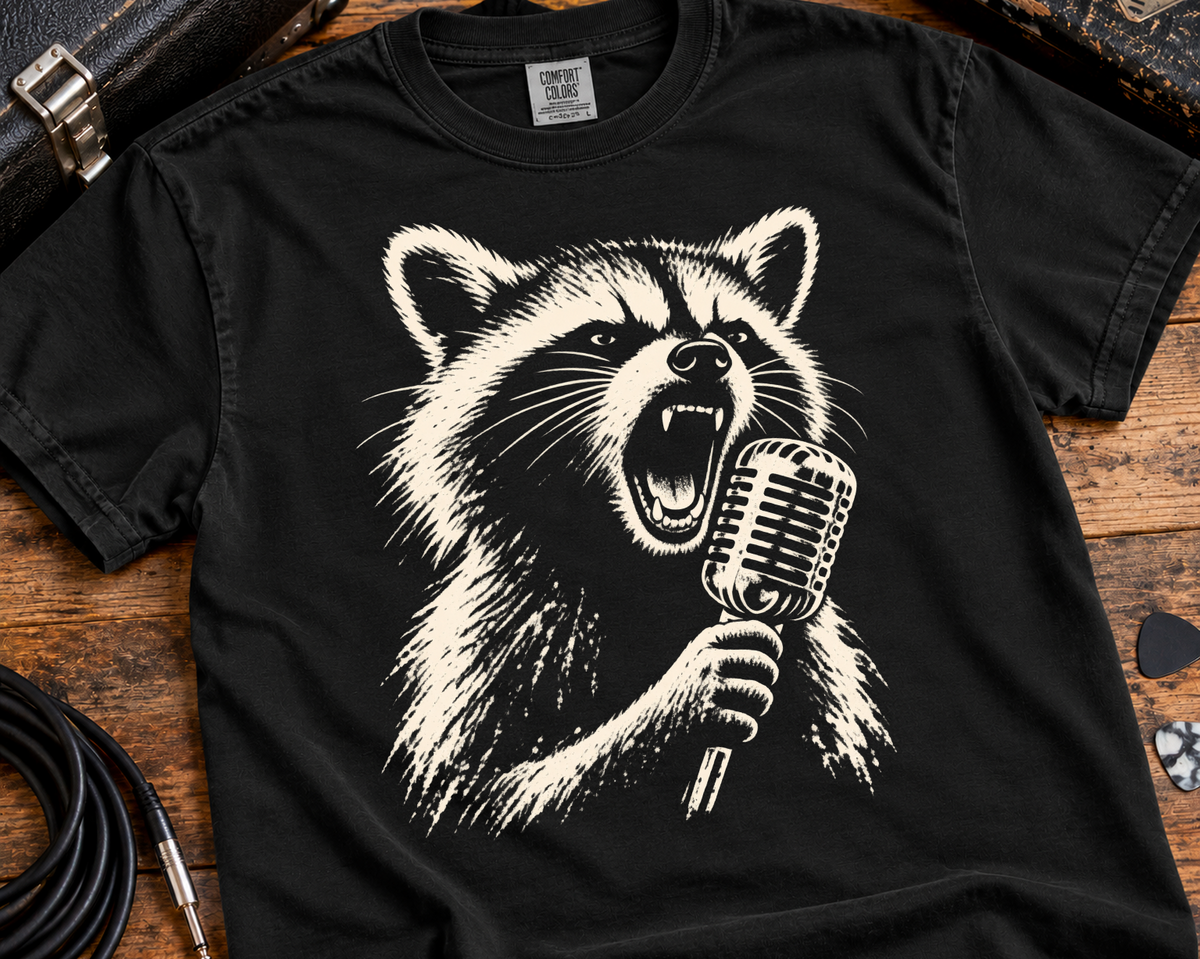 Raccoon Singer Garment-Dyed T-Shirt | Vintage Rock Music Graphic Tee
