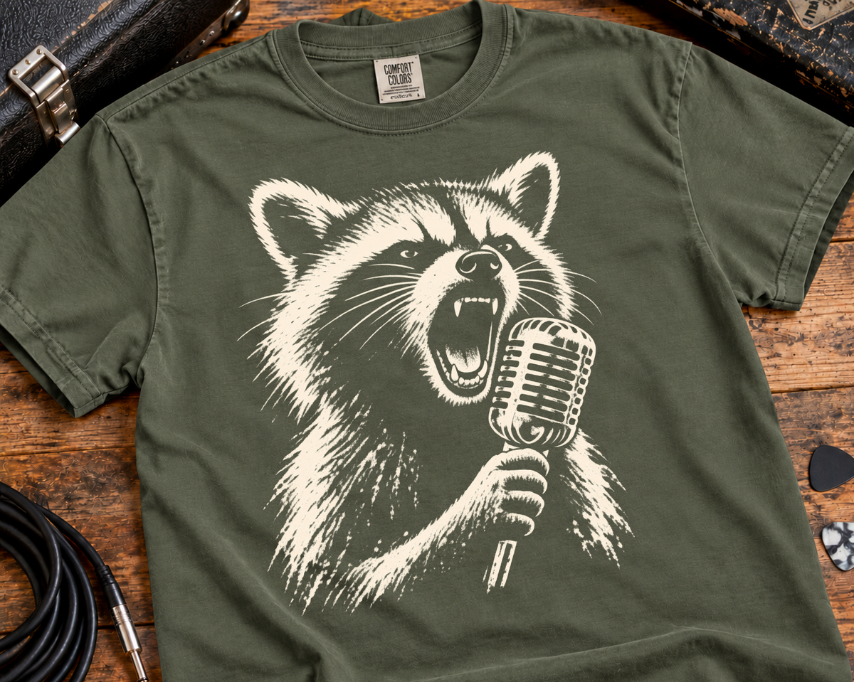 Raccoon Singer Garment-Dyed T-Shirt | Vintage Rock Music Graphic Tee