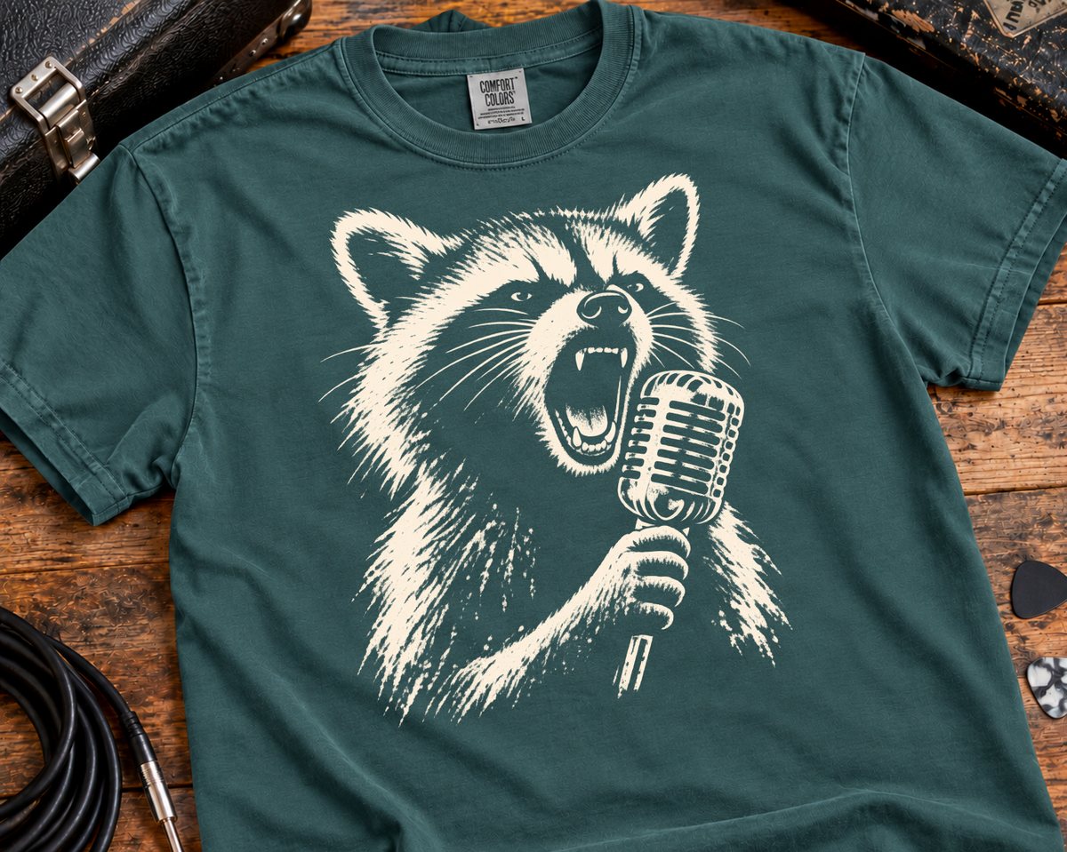 Raccoon Singer Garment-Dyed T-Shirt | Vintage Rock Music Graphic Tee