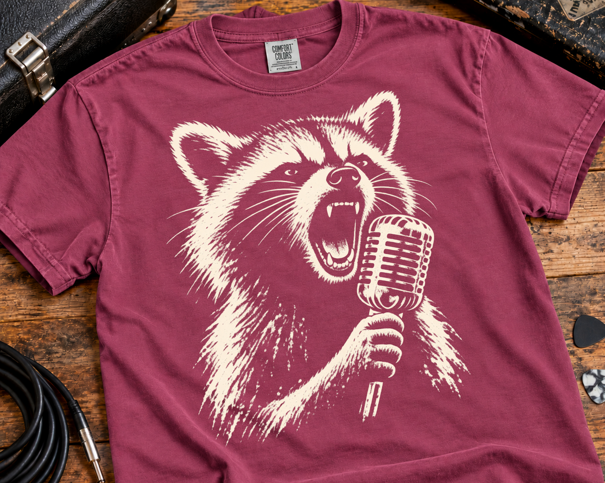 Raccoon Singer Garment-Dyed T-Shirt | Vintage Rock Music Graphic Tee
