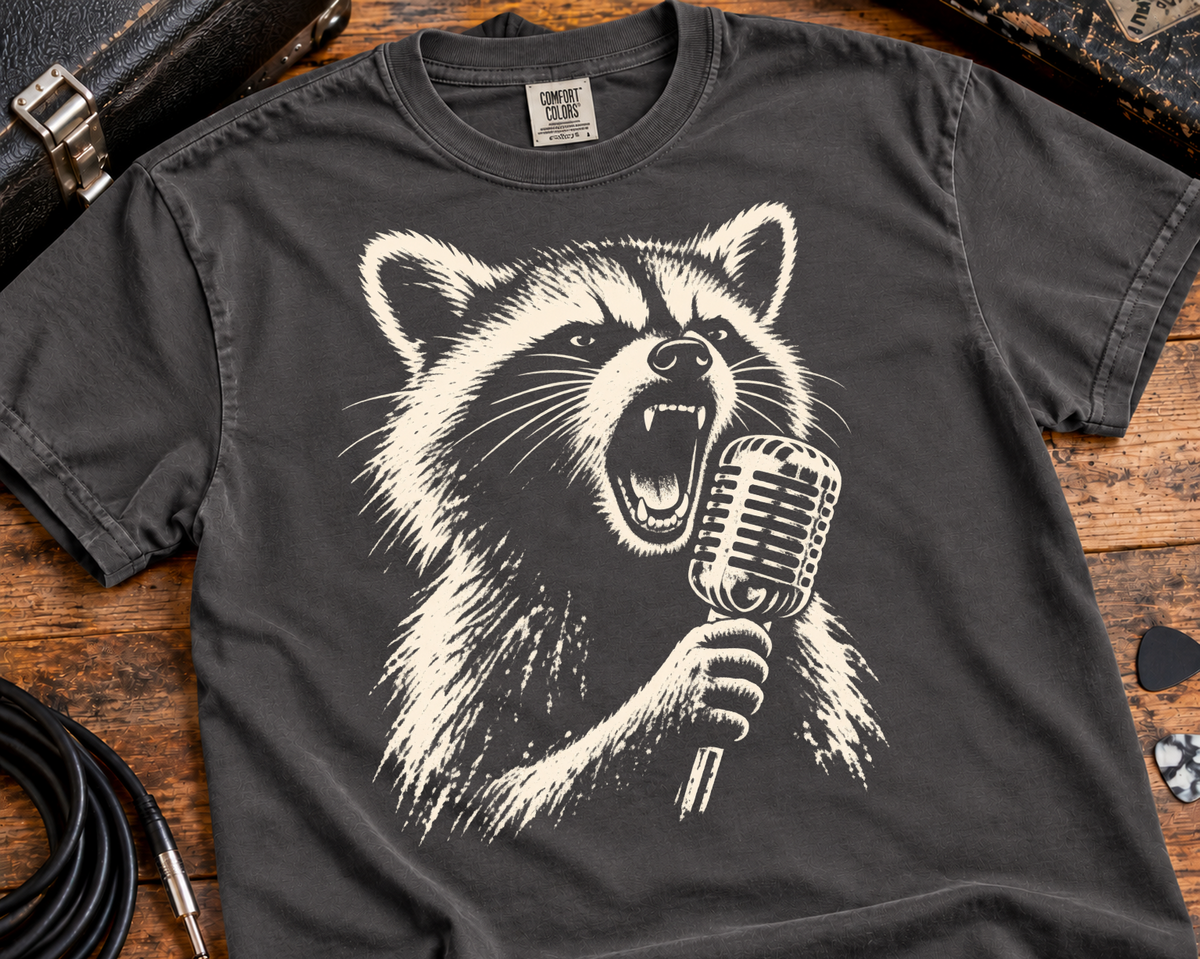 Raccoon Singer Garment-Dyed T-Shirt | Vintage Rock Music Graphic Tee