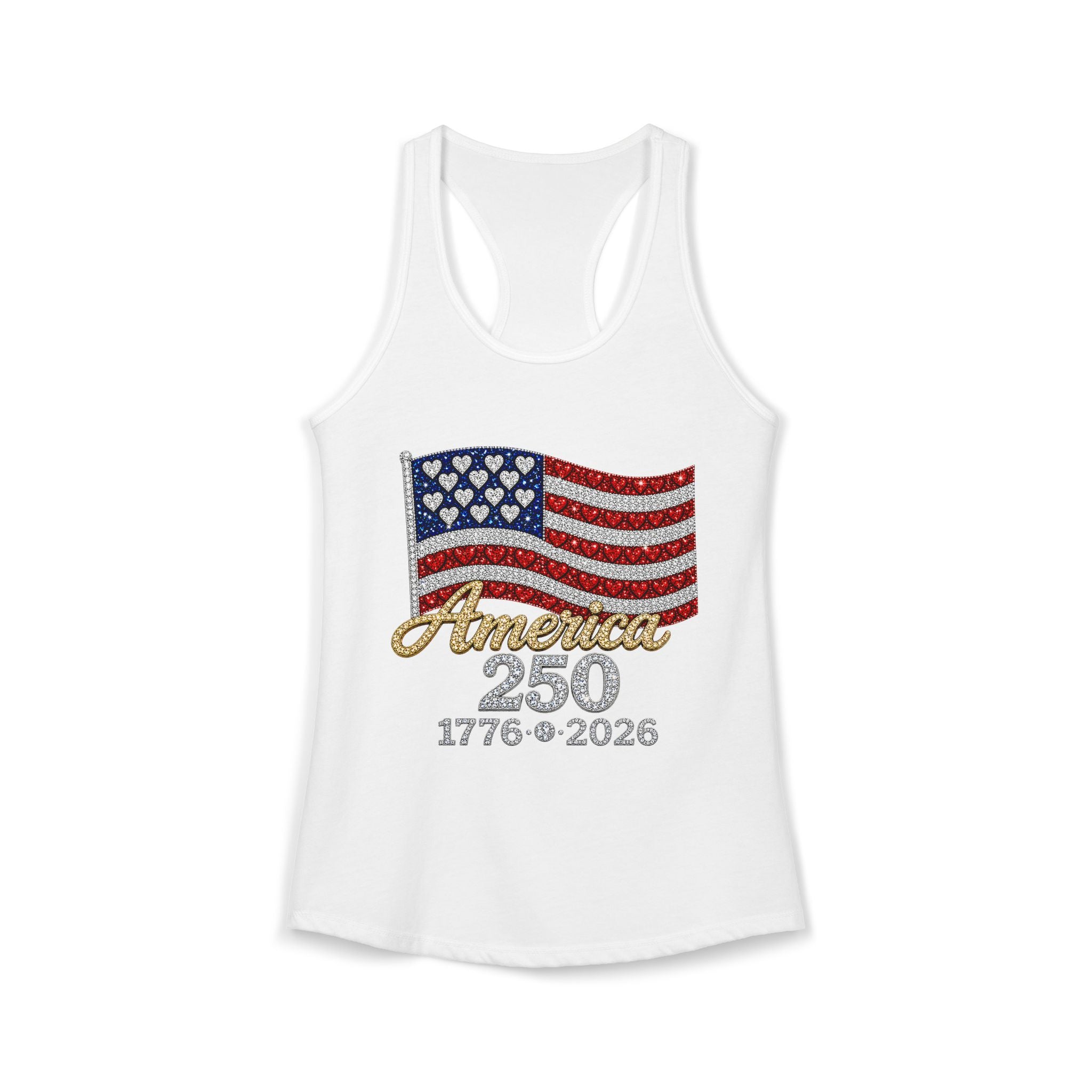 America 250 Rhinestone Flag Women’s Racerback Tank