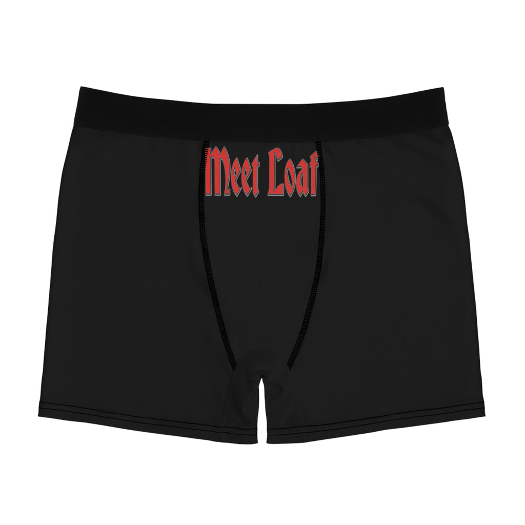 Meet Loaf Black Men's Boxer Briefs — Gothic Red Text