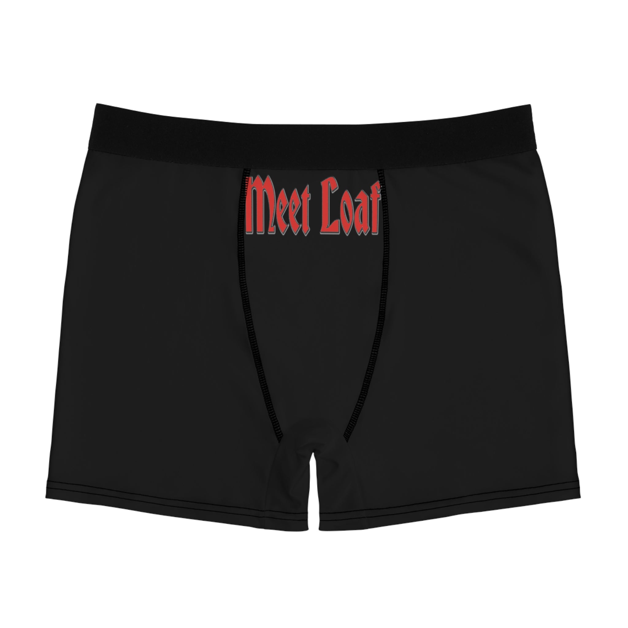Meet Loaf Black Men's Boxer Briefs — Gothic Red Text
