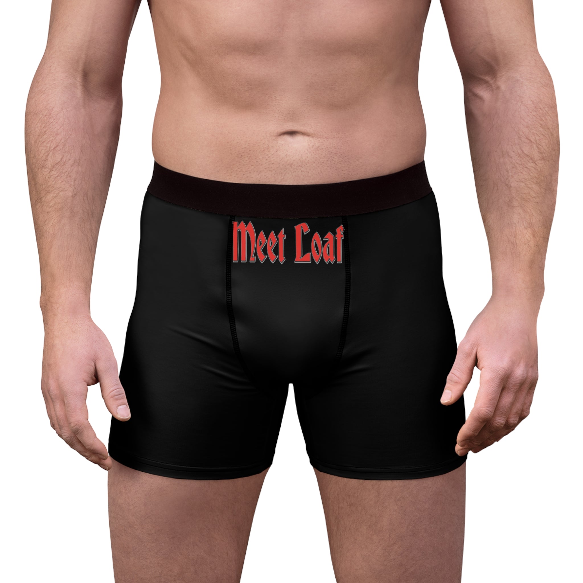 Meet Loaf Black Men's Boxer Briefs — Gothic Red Text