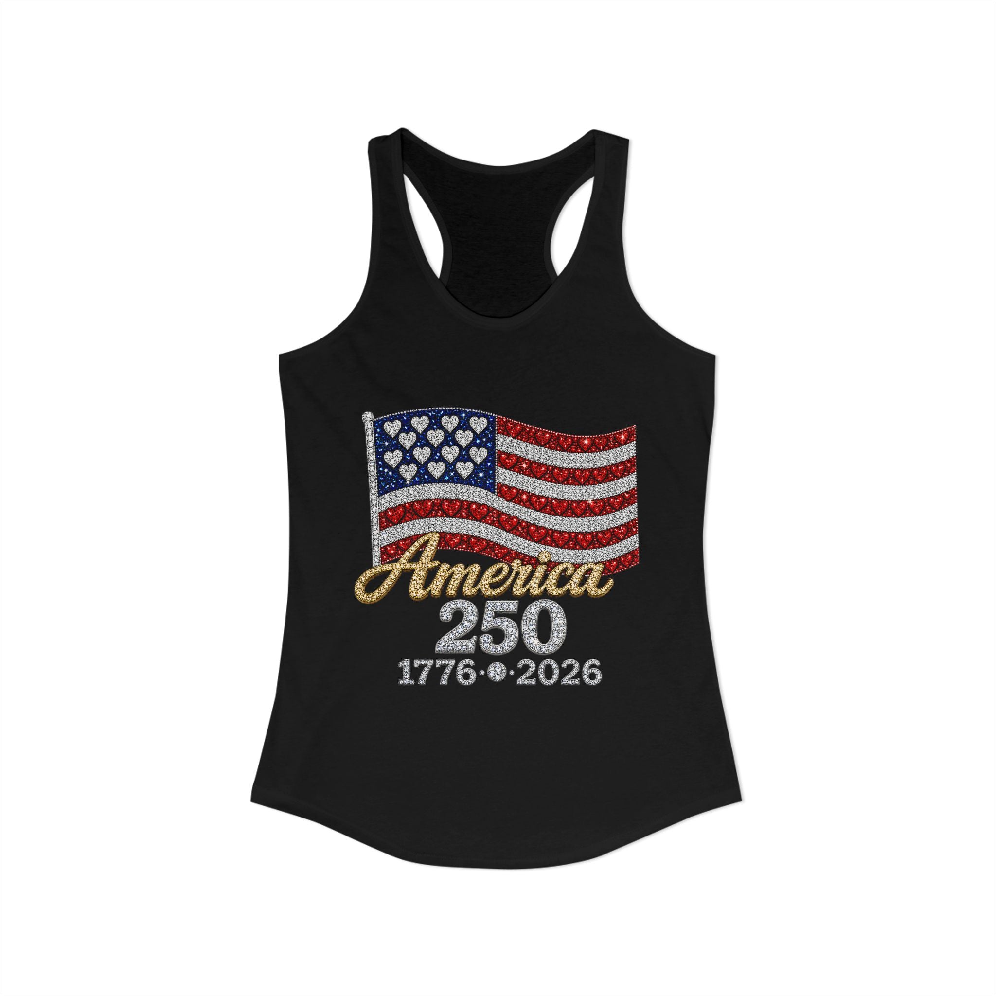 America 250 Rhinestone Flag Women’s Racerback Tank