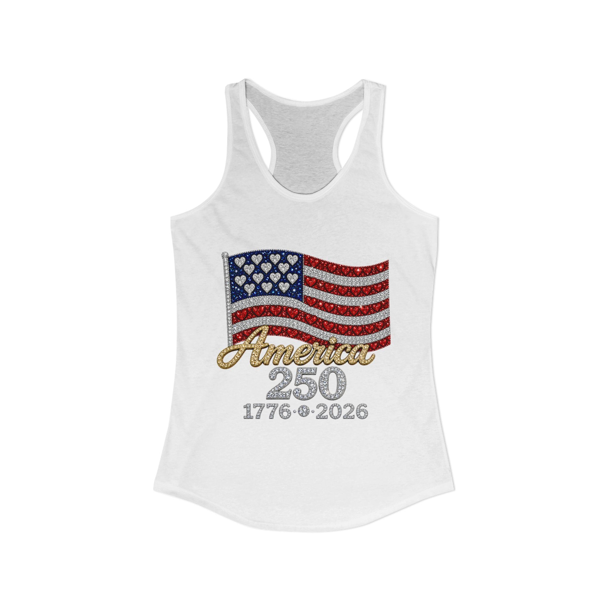 America 250 Rhinestone Flag Women’s Racerback Tank